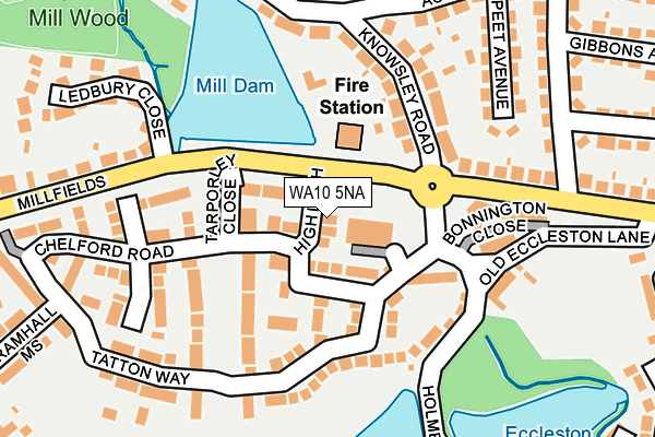 WA10 5NA map - OS OpenMap – Local (Ordnance Survey)