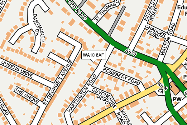 WA10 6AF map - OS OpenMap – Local (Ordnance Survey)