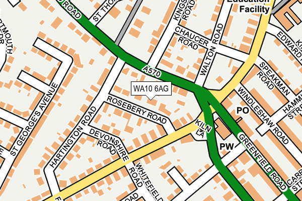 WA10 6AG map - OS OpenMap – Local (Ordnance Survey)