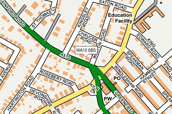 WA10 6BS map - OS OpenMap – Local (Ordnance Survey)