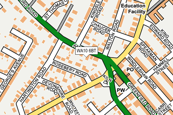 WA10 6BT map - OS OpenMap – Local (Ordnance Survey)