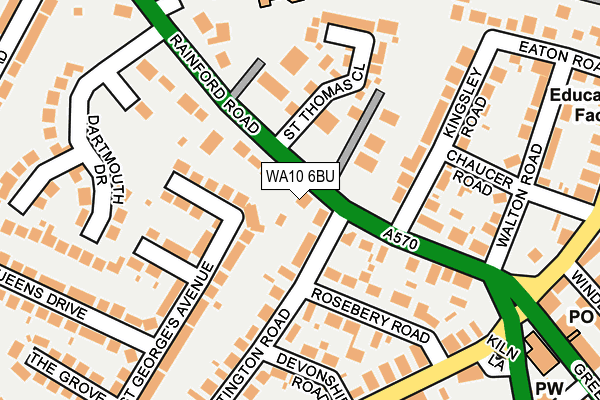 WA10 6BU map - OS OpenMap – Local (Ordnance Survey)