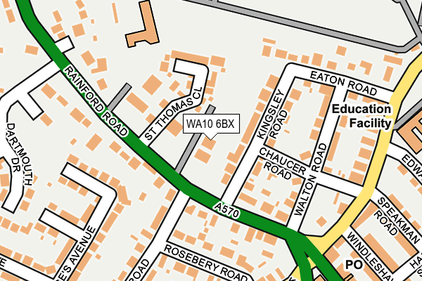 WA10 6BX map - OS OpenMap – Local (Ordnance Survey)