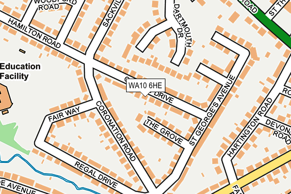 WA10 6HE map - OS OpenMap – Local (Ordnance Survey)