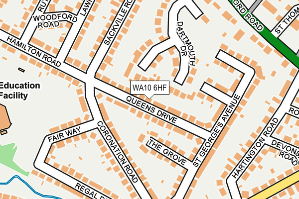 WA10 6HF map - OS OpenMap – Local (Ordnance Survey)