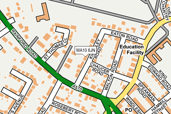 WA10 6JN map - OS OpenMap – Local (Ordnance Survey)