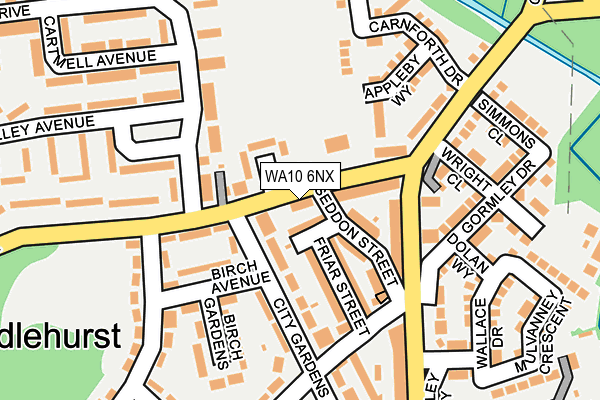 WA10 6NX map - OS OpenMap – Local (Ordnance Survey)