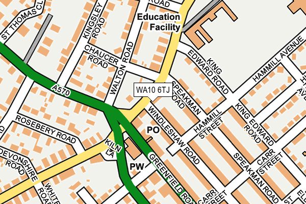 WA10 6TJ map - OS OpenMap – Local (Ordnance Survey)