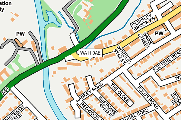 WA11 0AE map - OS OpenMap – Local (Ordnance Survey)