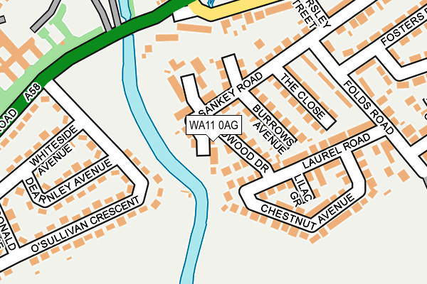 WA11 0AG map - OS OpenMap – Local (Ordnance Survey)