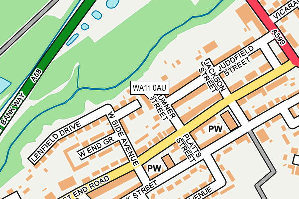WA11 0AU map - OS OpenMap – Local (Ordnance Survey)