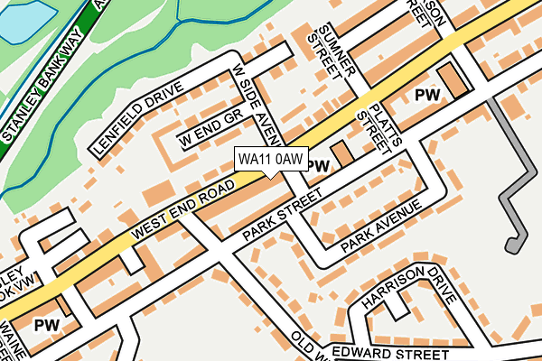 WA11 0AW map - OS OpenMap – Local (Ordnance Survey)