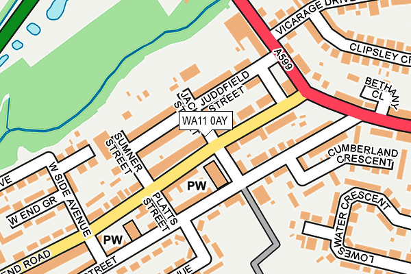 WA11 0AY map - OS OpenMap – Local (Ordnance Survey)