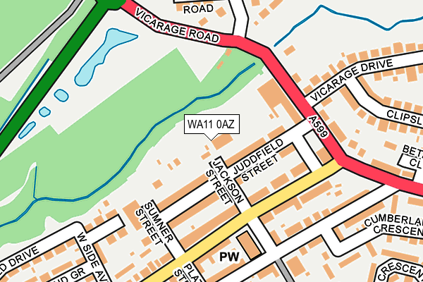 WA11 0AZ map - OS OpenMap – Local (Ordnance Survey)