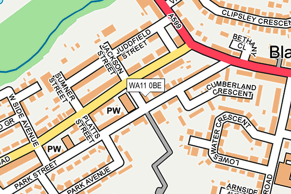 WA11 0BE map - OS OpenMap – Local (Ordnance Survey)