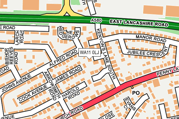 WA11 0LJ map - OS OpenMap – Local (Ordnance Survey)