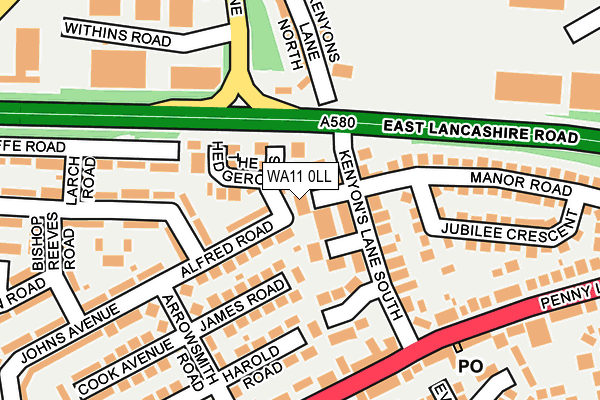 WA11 0LL map - OS OpenMap – Local (Ordnance Survey)