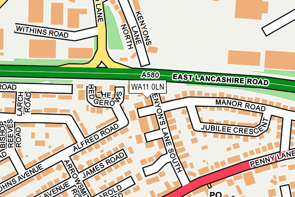 WA11 0LN map - OS OpenMap – Local (Ordnance Survey)