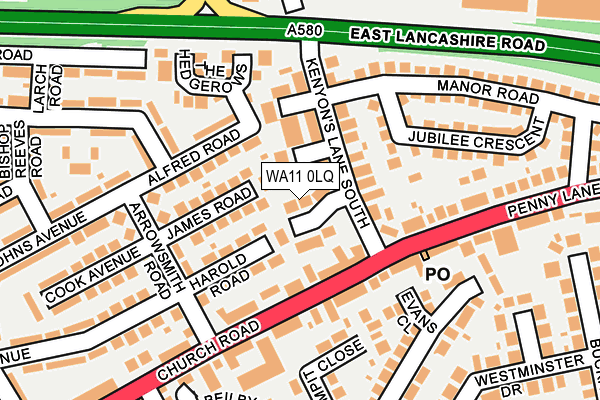 WA11 0LQ map - OS OpenMap – Local (Ordnance Survey)