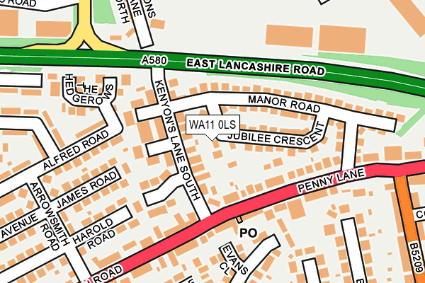 WA11 0LS map - OS OpenMap – Local (Ordnance Survey)