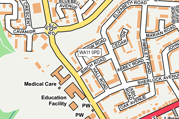 WA11 0PD map - OS OpenMap – Local (Ordnance Survey)