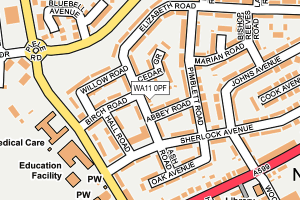 WA11 0PF map - OS OpenMap – Local (Ordnance Survey)
