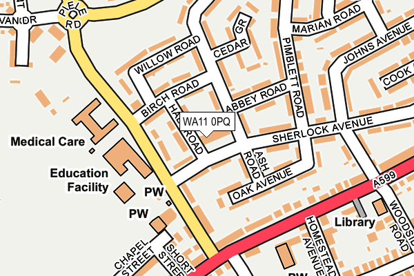 WA11 0PQ map - OS OpenMap – Local (Ordnance Survey)