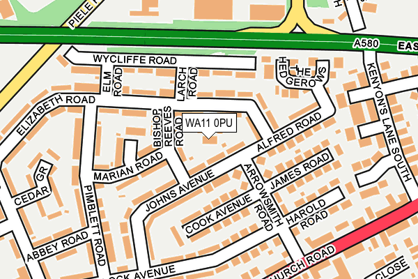 WA11 0PU map - OS OpenMap – Local (Ordnance Survey)