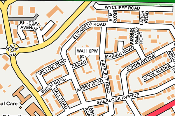 WA11 0PW map - OS OpenMap – Local (Ordnance Survey)
