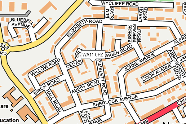 WA11 0PZ map - OS OpenMap – Local (Ordnance Survey)