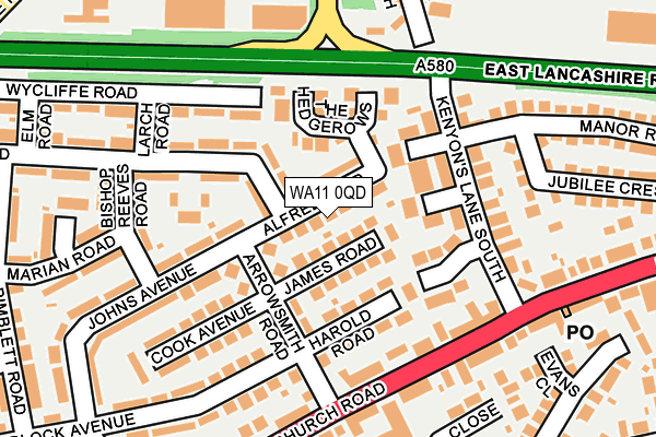 WA11 0QD map - OS OpenMap – Local (Ordnance Survey)