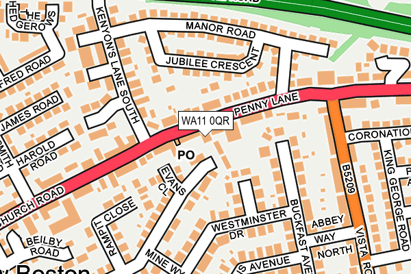 WA11 0QR map - OS OpenMap – Local (Ordnance Survey)