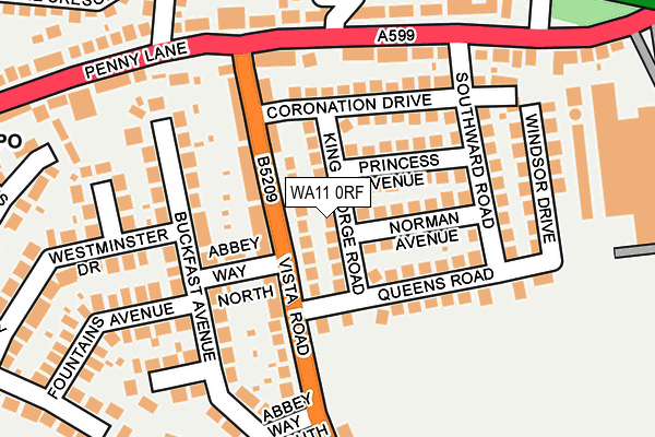 WA11 0RF map - OS OpenMap – Local (Ordnance Survey)