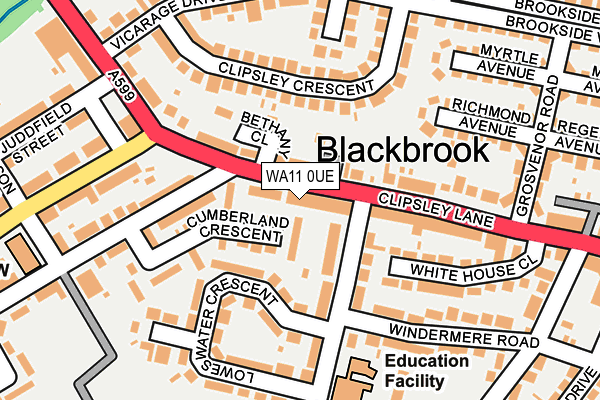 WA11 0UE map - OS OpenMap – Local (Ordnance Survey)