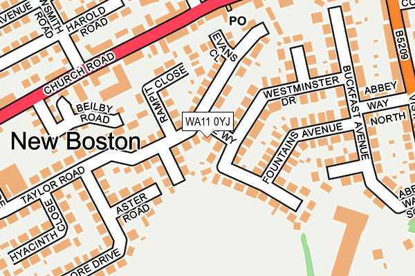 WA11 0YJ map - OS OpenMap – Local (Ordnance Survey)