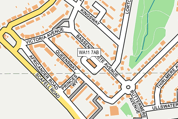 WA11 7AB map - OS OpenMap – Local (Ordnance Survey)