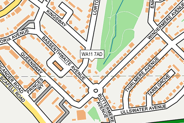 WA11 7AD map - OS OpenMap – Local (Ordnance Survey)