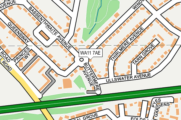 WA11 7AE map - OS OpenMap – Local (Ordnance Survey)
