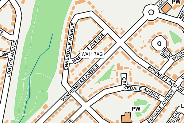 WA11 7AG map - OS OpenMap – Local (Ordnance Survey)