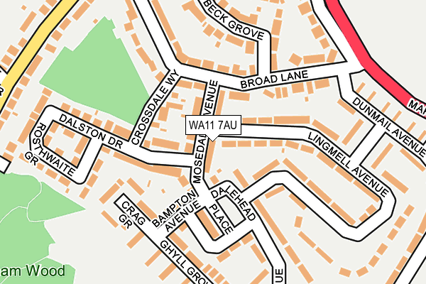 WA11 7AU map - OS OpenMap – Local (Ordnance Survey)