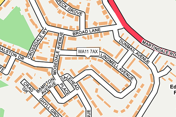 WA11 7AX map - OS OpenMap – Local (Ordnance Survey)