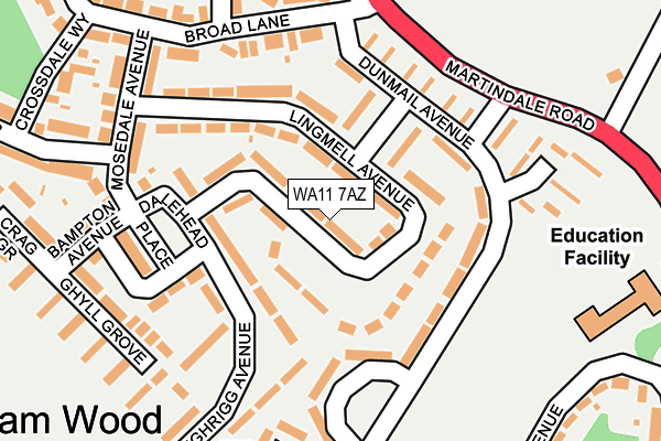 WA11 7AZ map - OS OpenMap – Local (Ordnance Survey)