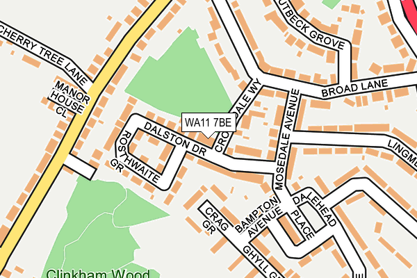 WA11 7BE map - OS OpenMap – Local (Ordnance Survey)