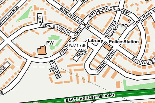 WA11 7BF map - OS OpenMap – Local (Ordnance Survey)