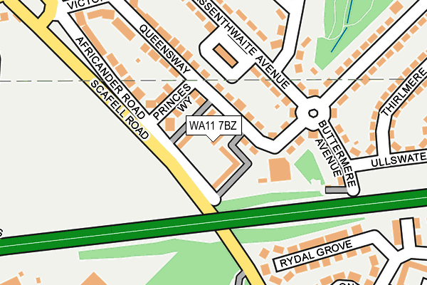 WA11 7BZ map - OS OpenMap – Local (Ordnance Survey)