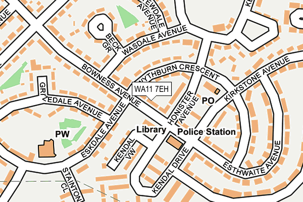 WA11 7EH map - OS OpenMap – Local (Ordnance Survey)