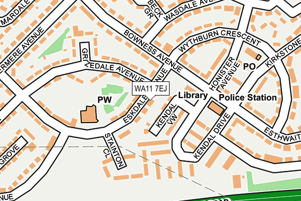 WA11 7EJ map - OS OpenMap – Local (Ordnance Survey)