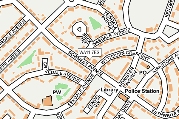 WA11 7ES map - OS OpenMap – Local (Ordnance Survey)