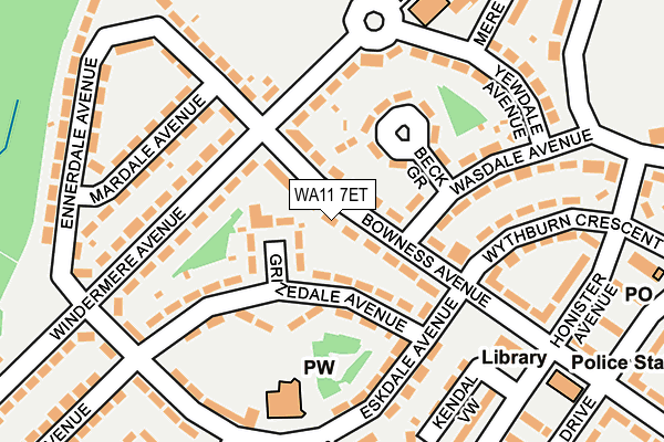 WA11 7ET map - OS OpenMap – Local (Ordnance Survey)