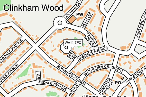 WA11 7EX map - OS OpenMap – Local (Ordnance Survey)